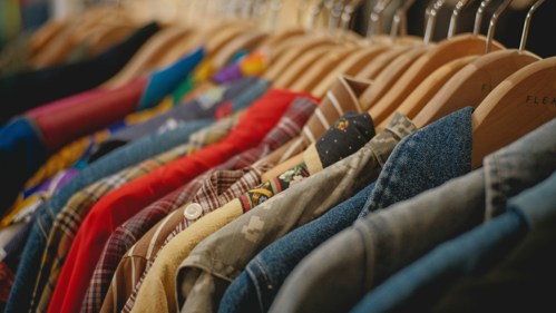 Rail of preloved clothes