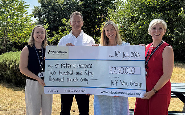 Cheque presentation from the Jeff Way Group