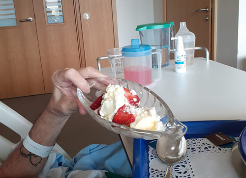 Tony with a dish of ice-cream